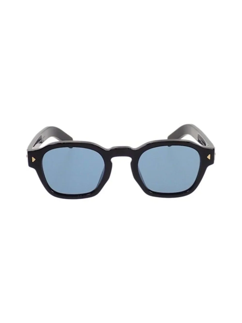 Prada Metal Plaque Sunglasses Eyewear Black Turquoise Blue Gold